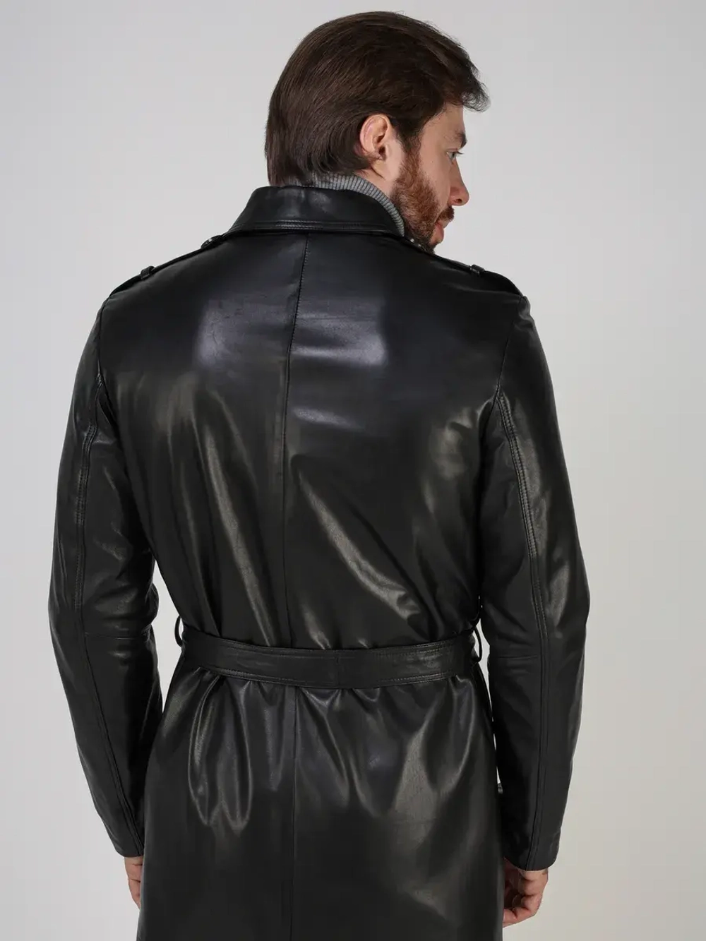 Плащ кожаный из натуральной кожи тренч