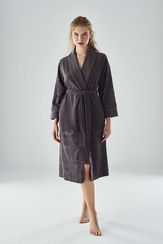 Халат женский велюровый 8715 антрацит  NUSA Турция