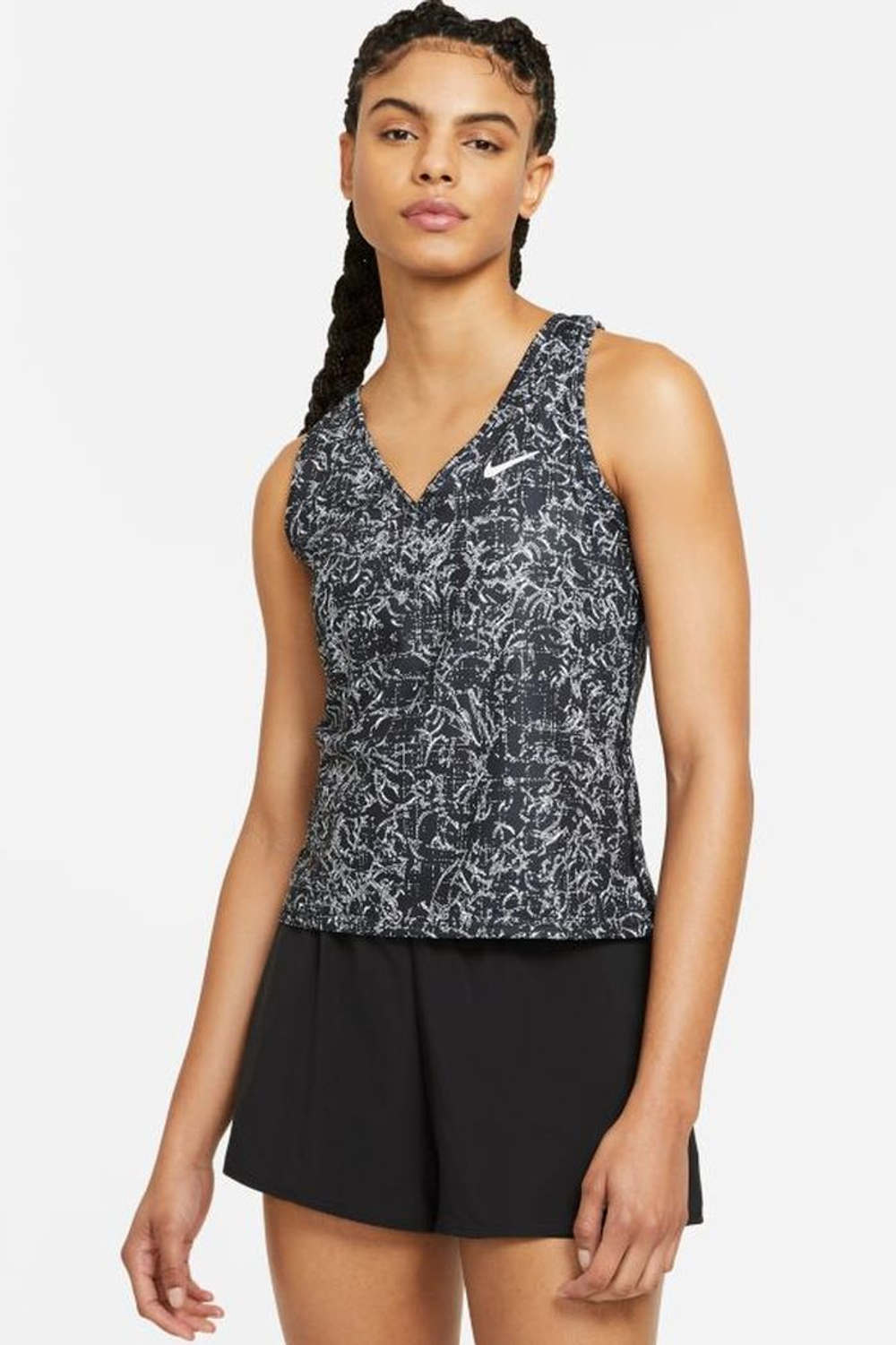 Женский топ теннисный Nike Court Victory Tank Print W - black/white