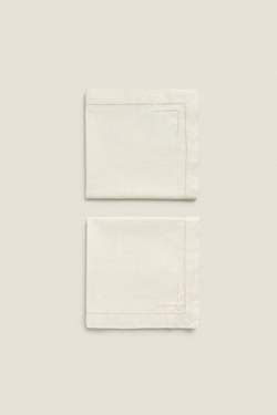 ZARA HOME АЖУРНАЯ ХЛОПКОВАЯ САЛФЕТКА (2 В УПАКОВКИ), ЭКРЮ