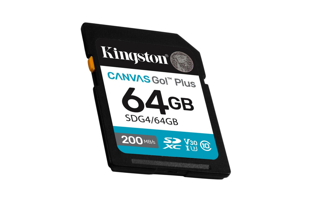 Карта памяти Kingston SDXC Canvas Go Plus Class 10 UHS-I U3 V30 (200/160MB/s) 64GB
