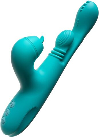 Зеленый инновационный вибратор-кролик Sensa Sway с технологией массажа на 360 градусов - 25 см. (Цвет: мятный)