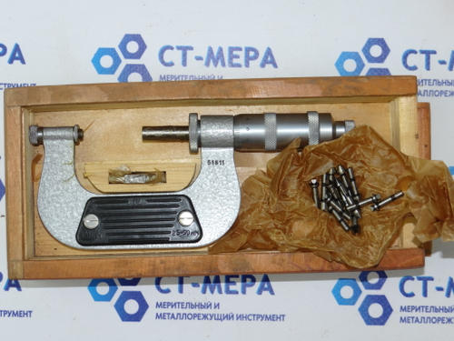 Микрометр резьбовой МВМ- 50 (25-50мм.) Ц/д 0,01мм. ГОСТ 4380-63 8 пар вставок