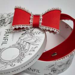 Бант-бабочка красный с жемчужным декором