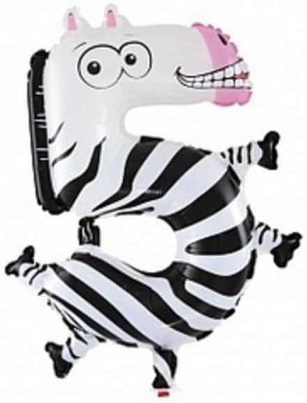 К Цифра 5 Зебра (16''/41 см)