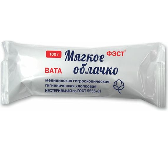 Вата медицинская гигроскопическая гигиеническая хлопковая нестерильная  по ГОСТ 5556-81  100 гр. 
штрихкод  4607025846963