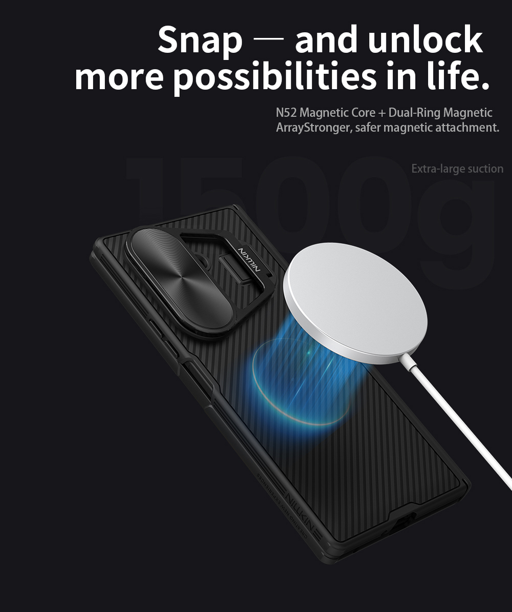 Чехол с MagSafe на Samsung Galaxy Fold 7, серия CamShield Prop Magnetic (версия с металлической откидной крышкой) от Nillkin