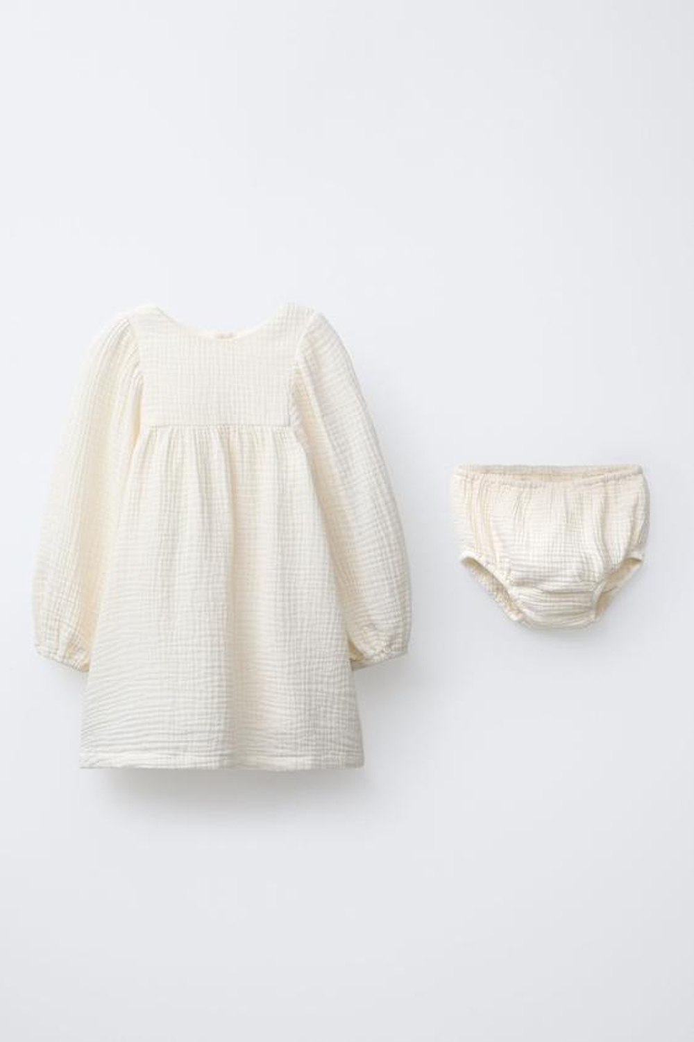 ZARA ПЛАТЬЕ И ТРУСИКИ ИЗ БАМБУКА, ЭКРЮ