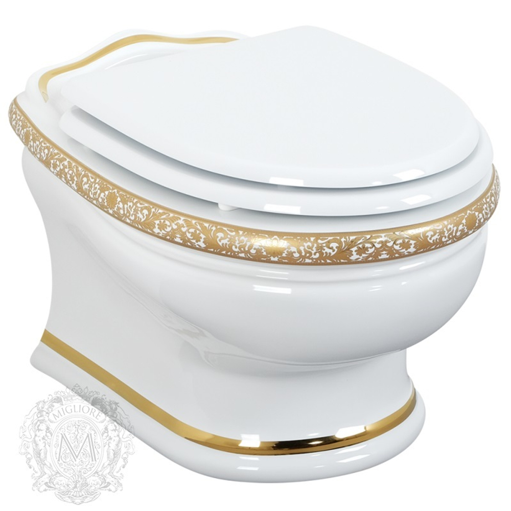 Унитаз подвесной Migliore Milady ML.MLD-25.740.D4.DO, декор золото