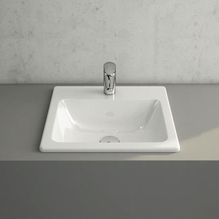 Раковина накладная Vitra S20 квадратная 45 cм, c переливом, цвет белый (5463B003-0001)