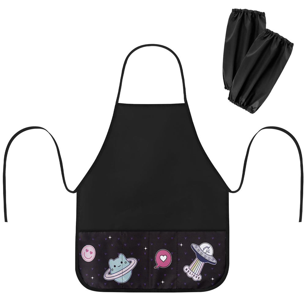 Накидка фартук с нарукавниками для труда BRAUBERG 3 кармана 46x54 см "Space sweets" (4 штуки в упаковке)