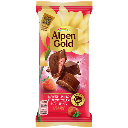 Шоколад Alpen Gold с клубнично-йогуртовой начинкой 80гр