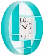 Часы 21 Bek настенные  3516-005  круглые d=35 см, корпус бирюза "Письмо" "Рубин"