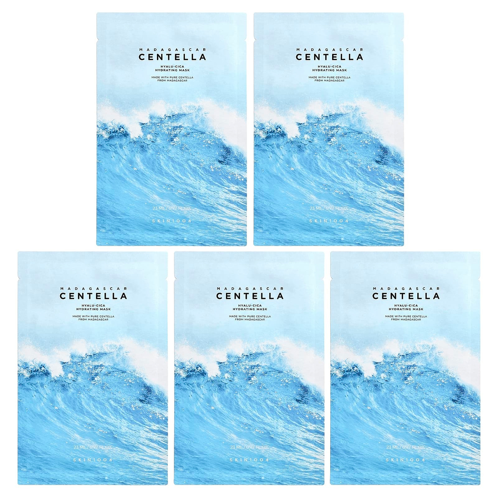 SKIN1004, мадагаскарская готу кола, Hyalu-Cica, увлажняющая маска для лица, 5 шт. по 23 мл (0,77 жидк. унции)