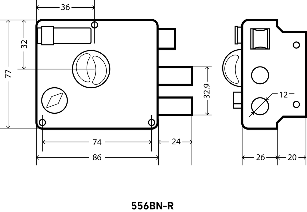 Замок накладной 556 ВN-R АЛЛЮР