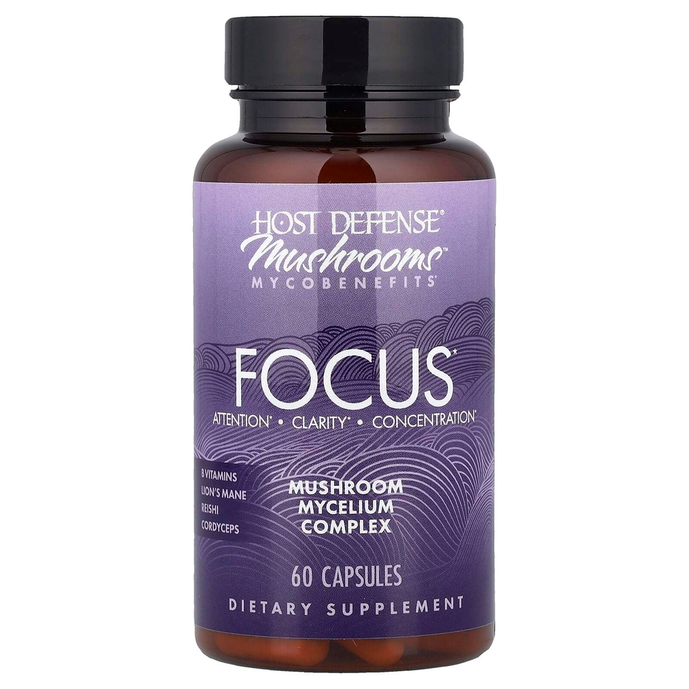 Host Defense, Mushrooms ™ Mycobenefits, Focus, 60 капсул