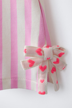 ZARA ФУТБОЛКА В ПОЛОСКУ С БАНТАМИ, РОЗОВЫЙ/БЕЛЫЙ