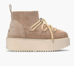 Замшевые полусапоги INUIKII 75204-004 Sneaker Classic Low Platform Beige на меху