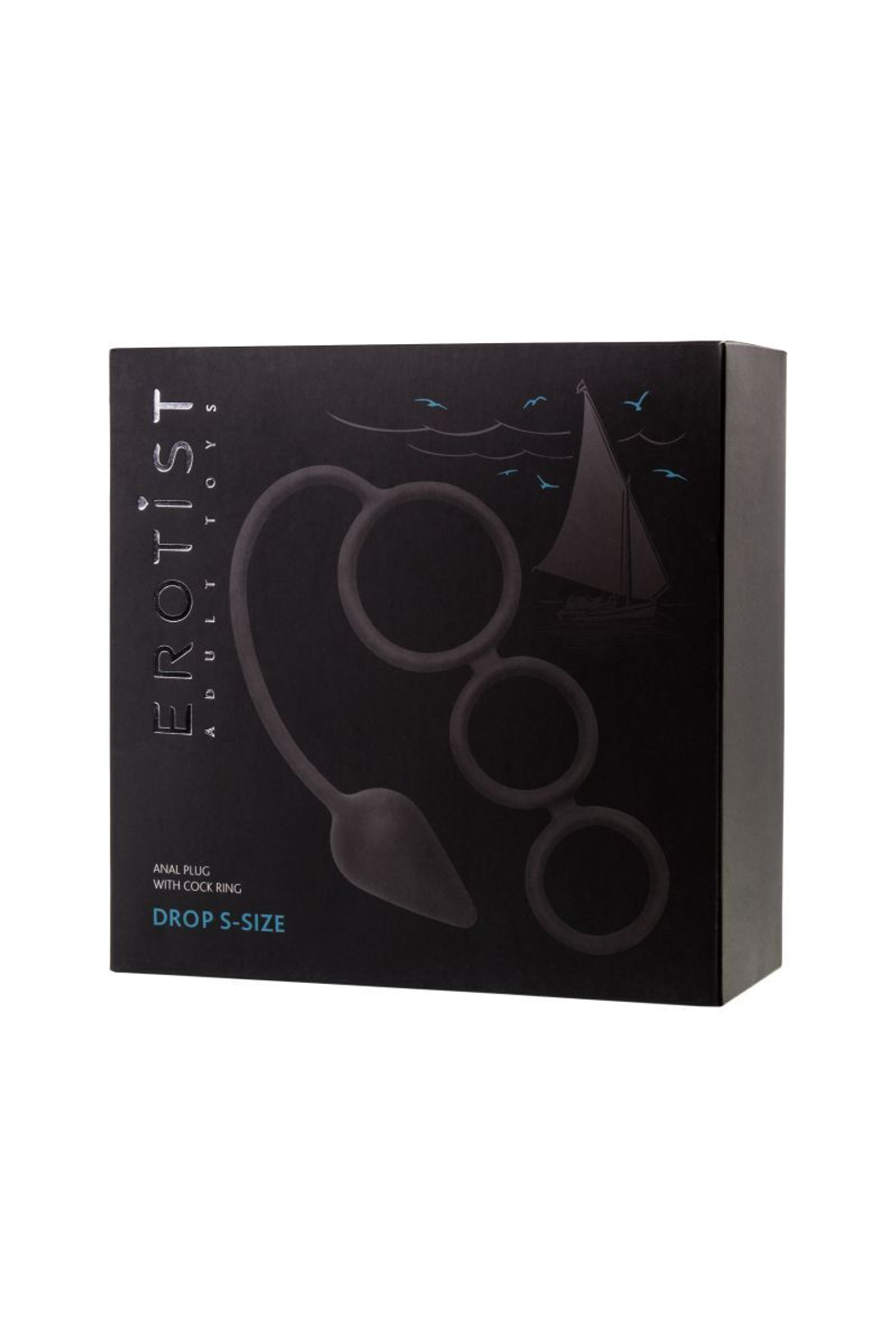 Тройное эрекционное кольцо с анальным хвостом Drop S-size (Цвет: черный)