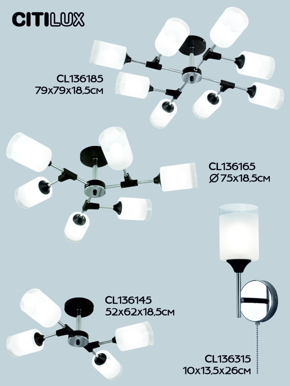 Citilux Эрик CL136165 Люстра потолочная Чёрная