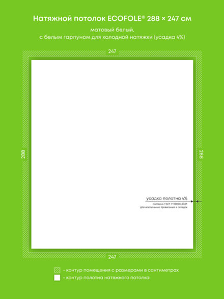 Матовый натяжной потолок 7.1 м2