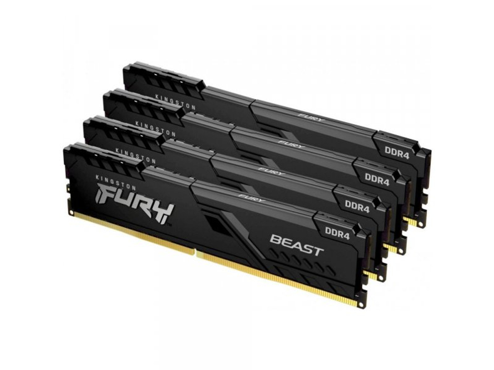 Оперативная память Kingston Fury Beast Black Gaming Memory KF432C16BBK4/128, DDR4 4х 128ГБ 3200 МГц, DIMM, RTL