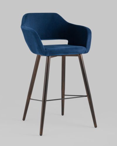 Стул барный Саймон велюр тёмно-синий
