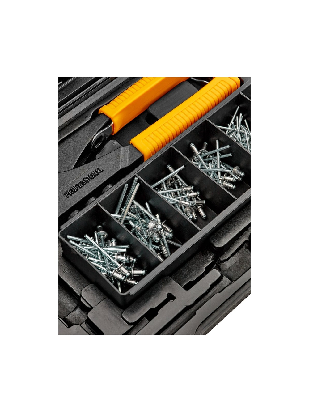 Литой ручной заклепочник Inforce поворотный 360 град., в кейсе, с набором заклепок 2.4-4.8 мм 06-14-111