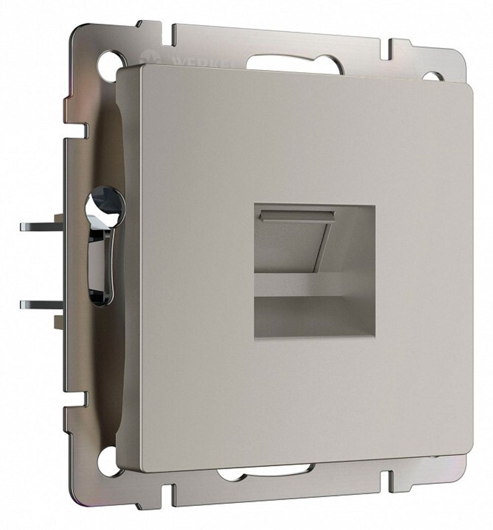 Розетка Ethernet RJ-45 и со шторками, без рамки Werkel дымчатый W1281004