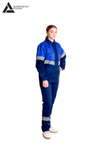 Костюм женский летний «ЮЖНАЯ ШИРОТА» (куртка+брюки) цв.синий/васильковый БОЛЬШОЙ РАЗМЕР