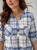 Блузка БЛ-131/клеткаголубая-серебро
