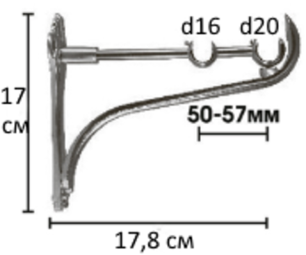 Кронштейн Ост консольный для кованого карниза d 20/16 двойной, цвет черный матовый