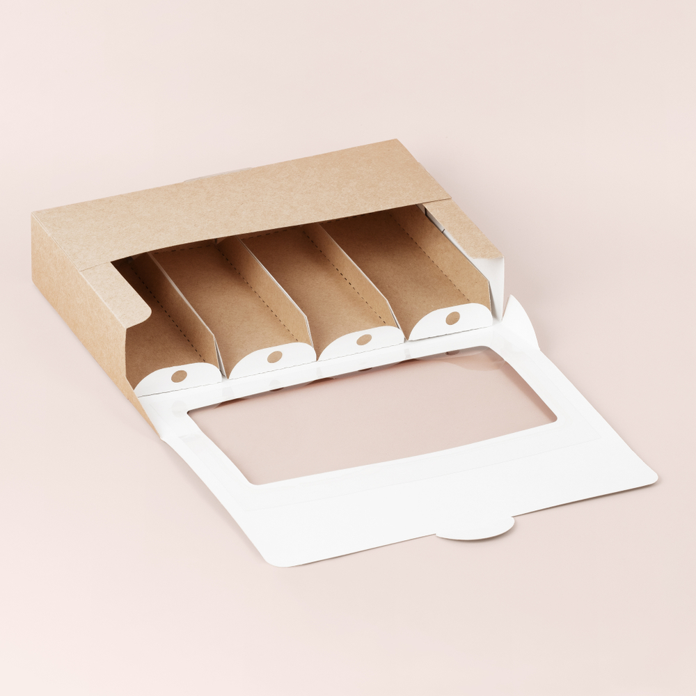 Коробка 250*150*50 мм для 4 эскимо с вкладышами 150*58 мм (крафт)