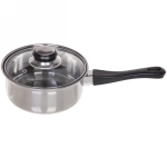 Ковш из нержавеющей стали «Cook» 1л со стеклянной крышкой 16*7см