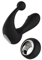 Черный вибромассажер со стимулятором клитора HELIOS REMOTE (Цвет: черный)