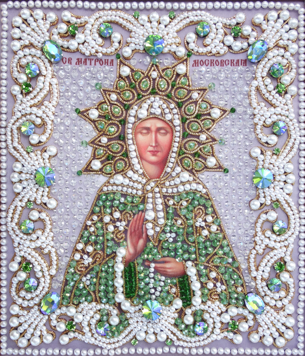 ЖС-7-ЗЗ Набор для вышивания хрустальными камнями Матрона Московская (зеленый)