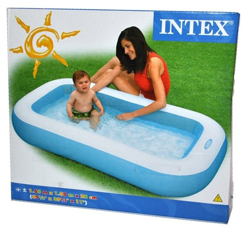Бассейн надувной Intex 57403 Rectangular Pool 166х100х28 см / Прямоугольный многосекционный бассейн Интекс с надувным дном для дачи