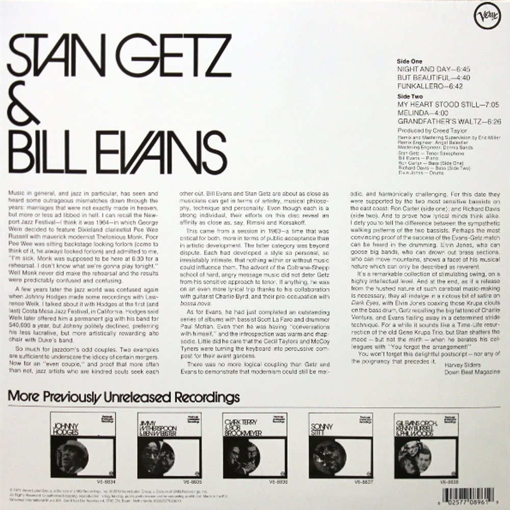 Stan Getz & Bill Evans / Stan Getz & Bill Evans (LP)