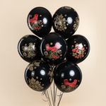 Шар (12''/30 см) Хохлома, Черный, пастель, 5 ст, 25 шт.