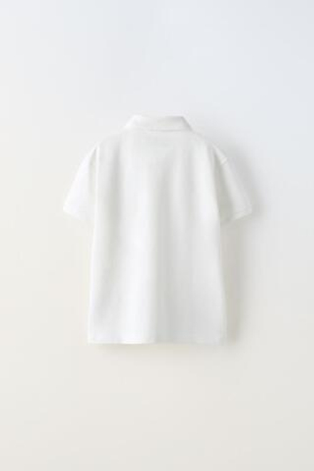 ZARA БАЗОВОЕ ОДНОЦВЕТНОЕ ПОЛО, БЕЛЫЙ