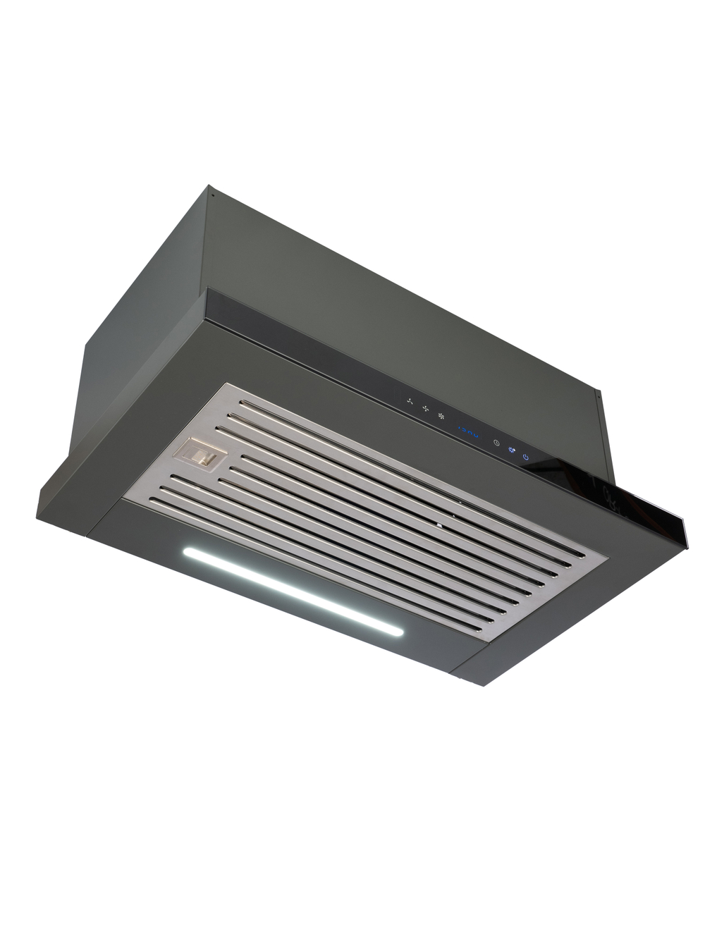 Вытяжка кухонная MACBI Perfa-60G-baf (GREY) серый, D150мм, 1200м3/ч, полновстраиваемая, мотор 230Ватт, стекло 60см, сенсорное управление + управление жестами