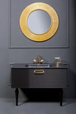 Тумба Armadi Art Linea 100 черная + золото 842-100-BG