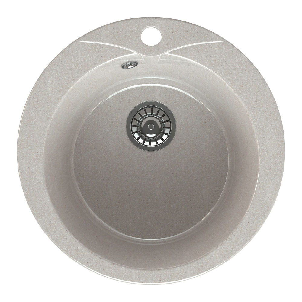 Мойка кухонная MaxStone MS-1 круглая, диаметр 47 см, изготовлена из натурального мрамора, с глянцевой поверхностью. Врезной тип монтажа. Снабжена готовым отверстием для смесителя и сливным отверстием диаметром 116 мм. Размеры: основная чаша: 360*360*180 м