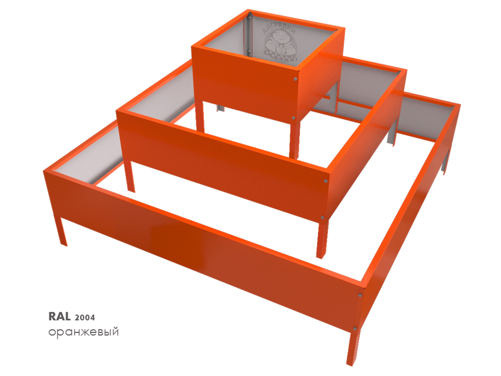 Клумба квадратная оцинкованная Пирамида 3 яруса RAL 2004 Оранжевый