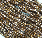 БВЛ003НН3 Хрустальные бусины квадратные, коричневое золото металлик, размер 3 мм, кол-во: 63-65 шт.