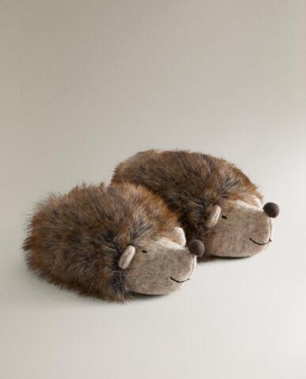 ZARA HOME ДЕТСКИЕ ТАПОЧКИ-ЕЖИКИ, КОРИЧНЕВЫЙ