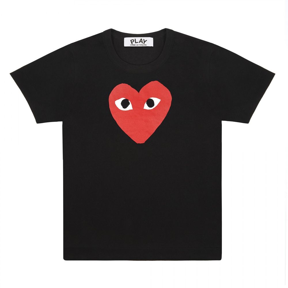 COMME DES GARCONS PLAY ФУТБОЛКА ЖЕНСКАЯ ЧЕРНАЯ С КРАСНЫМ СЕРДЦЕМ