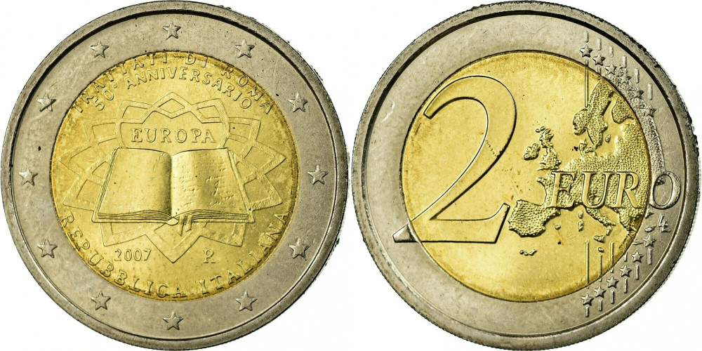 Италия 2 евро, 2007 50 лет подписания Римского договора aUNC