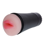 Мастурбатор ротик в тубе с многоуровневой вибрацией Love Kiss (Цвет: черный с телесным)