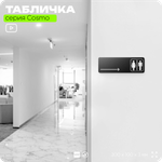 Табличка Туалет направо, для офиса, кафе, ресторана, 30 х 10 см, черная, Айдентика Технолоджи